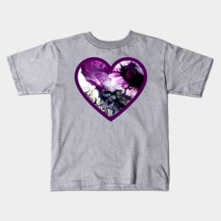 Purple Splash Paint Pour Heart Kids T-Shirt